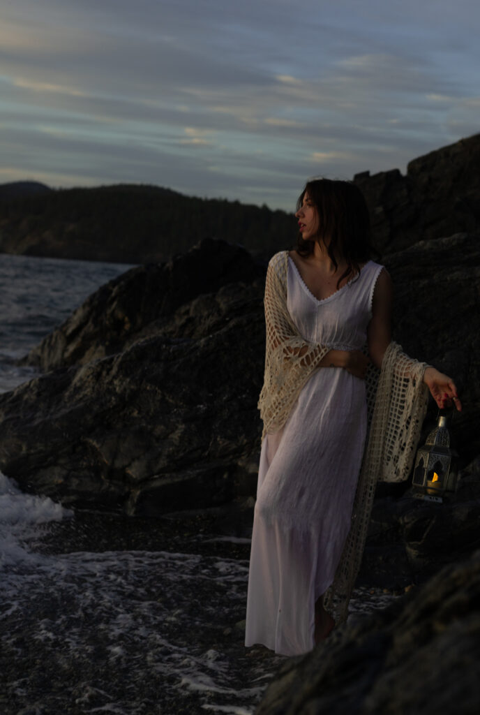 lantern photoshoot, deception pass state park, washington photographer, oregon photographer, creative portraits, portland photographer, creative portrait photographer, moody portraits, sunset photoshoot, coastal portraits