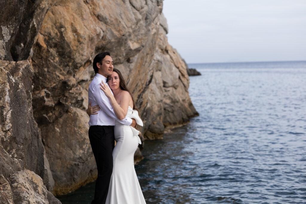 travel elopement photographer, santorini, greece, greece elopement, coastal elopement, cliff sides, elopement photographer, portland photographer, columbia river gorge photographer